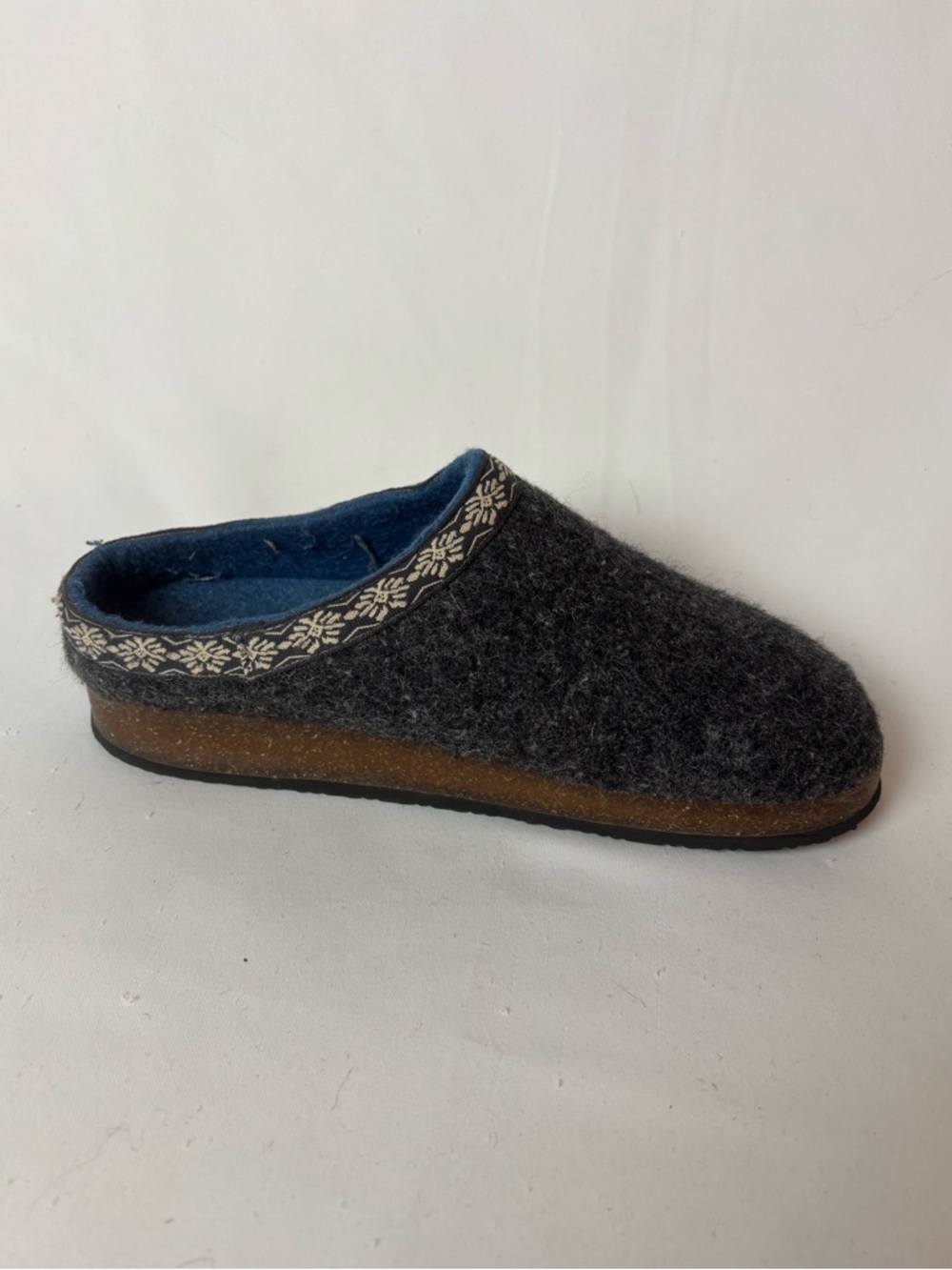 L.L.Bean Wool Slipper Clog Women's 10 Gray Slip On Cork Sole